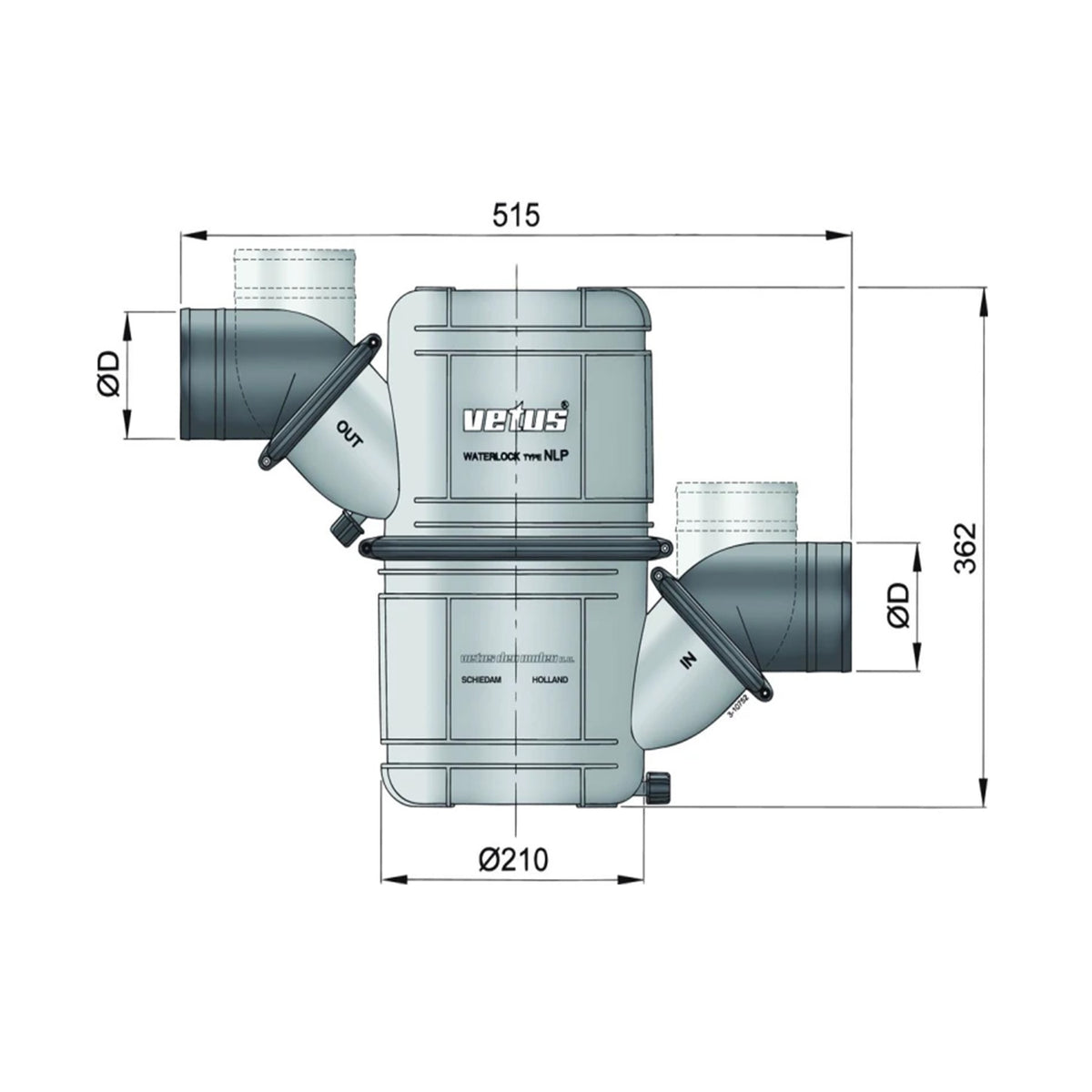 WhisperPower vandens duslintuvo išmetimo rinkinys 63 mm (2 ½"), sustiprintas – 40230225