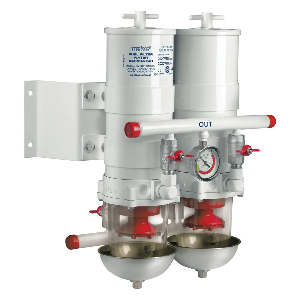 Vetus dvigubas kuro filtras-vandens separatorius 75100VTE, 30 µm, iki 681 l/h