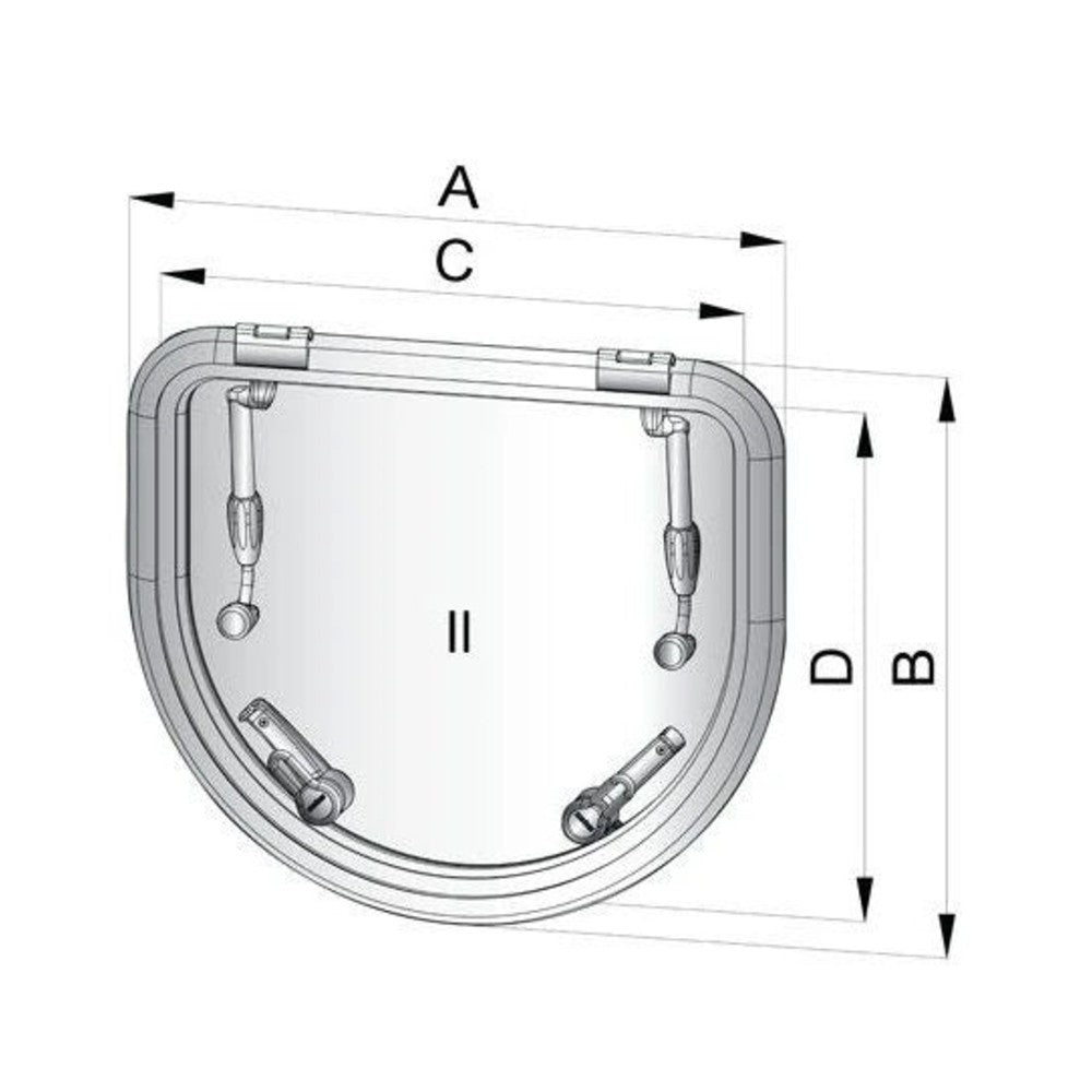Vetus Altus D formos įlipimo liukas, tipas D520 (išpjova 518 x 450 mm) – ALTD520SL – nuotrauka 4