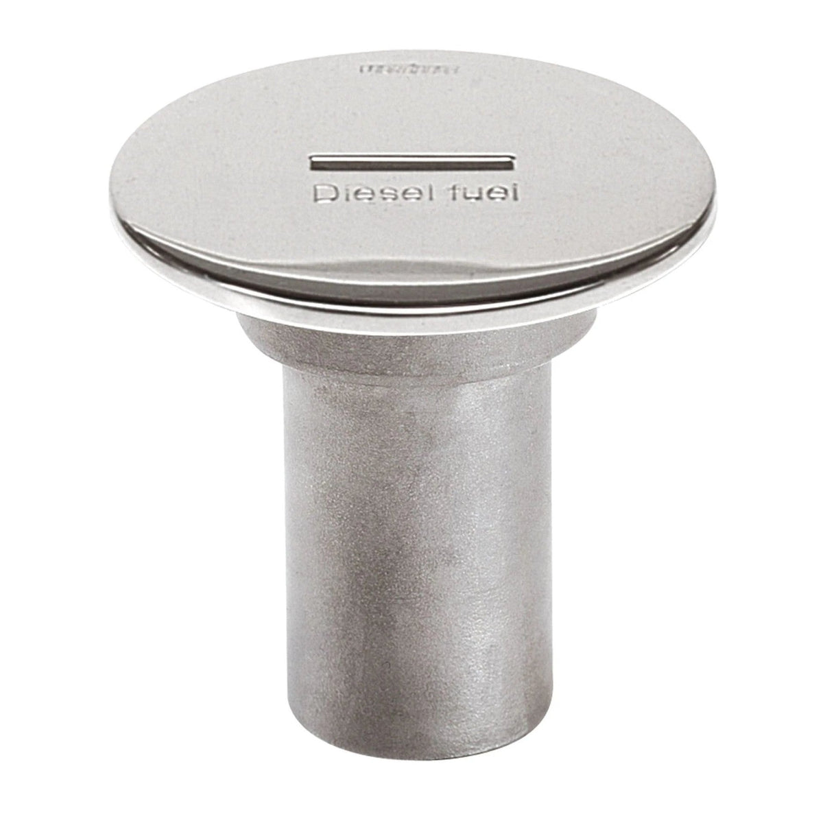 Vetus įpylimo dangtelis „DIESEL FUEL“, nerūdijantis plienas, žarnai Ø 38 mm, dangtelis Ø 87 mm, L = 75 mm, su gervės rankenos lizdu – CAPF38W