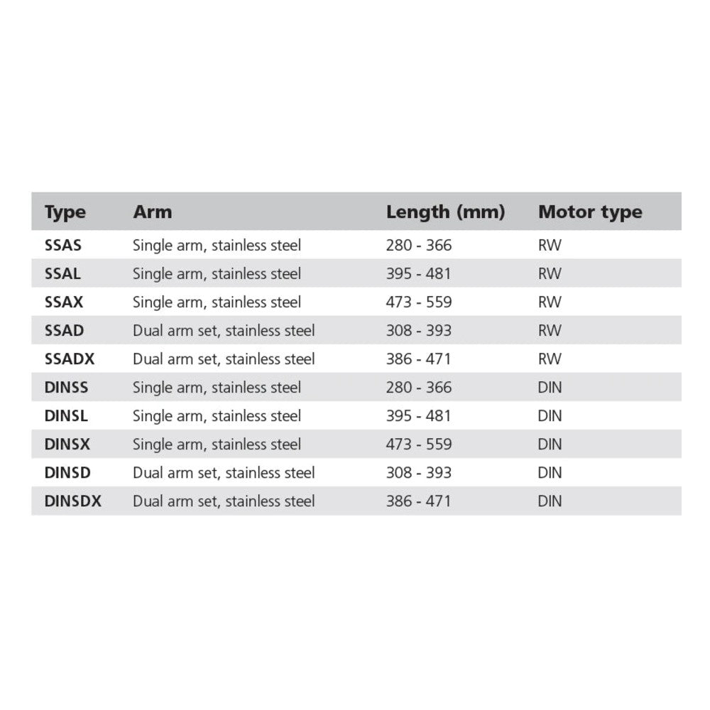 Vetus valytuvo lygiagretaus šepečio svirties rinkinys, nerūdijantis plienas, L = 386–471 mm, komplektas, su DIN kūgiu – DINSDX