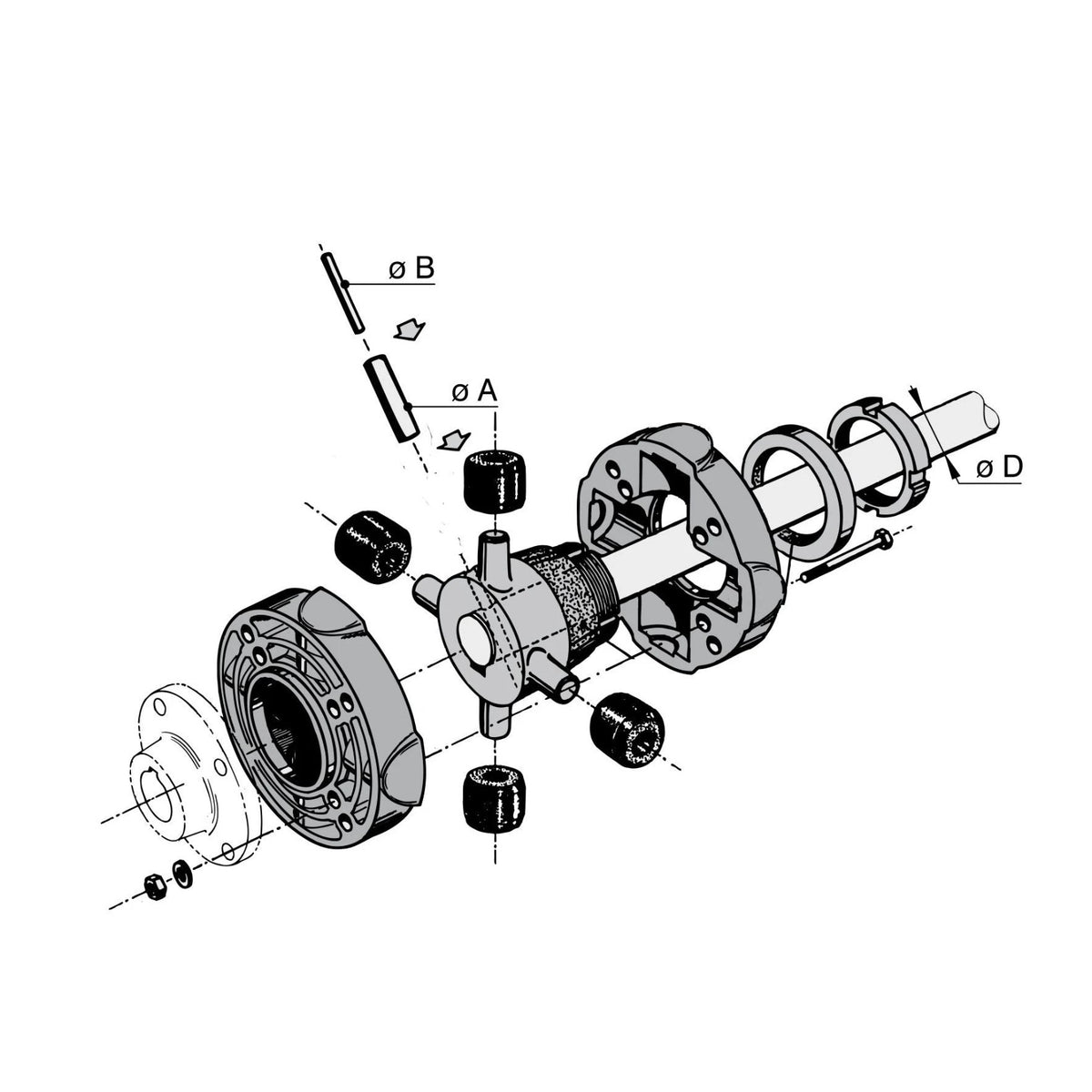 Vetus elastinė mova, tipas 6, velenas Ø 25 mm – KO51