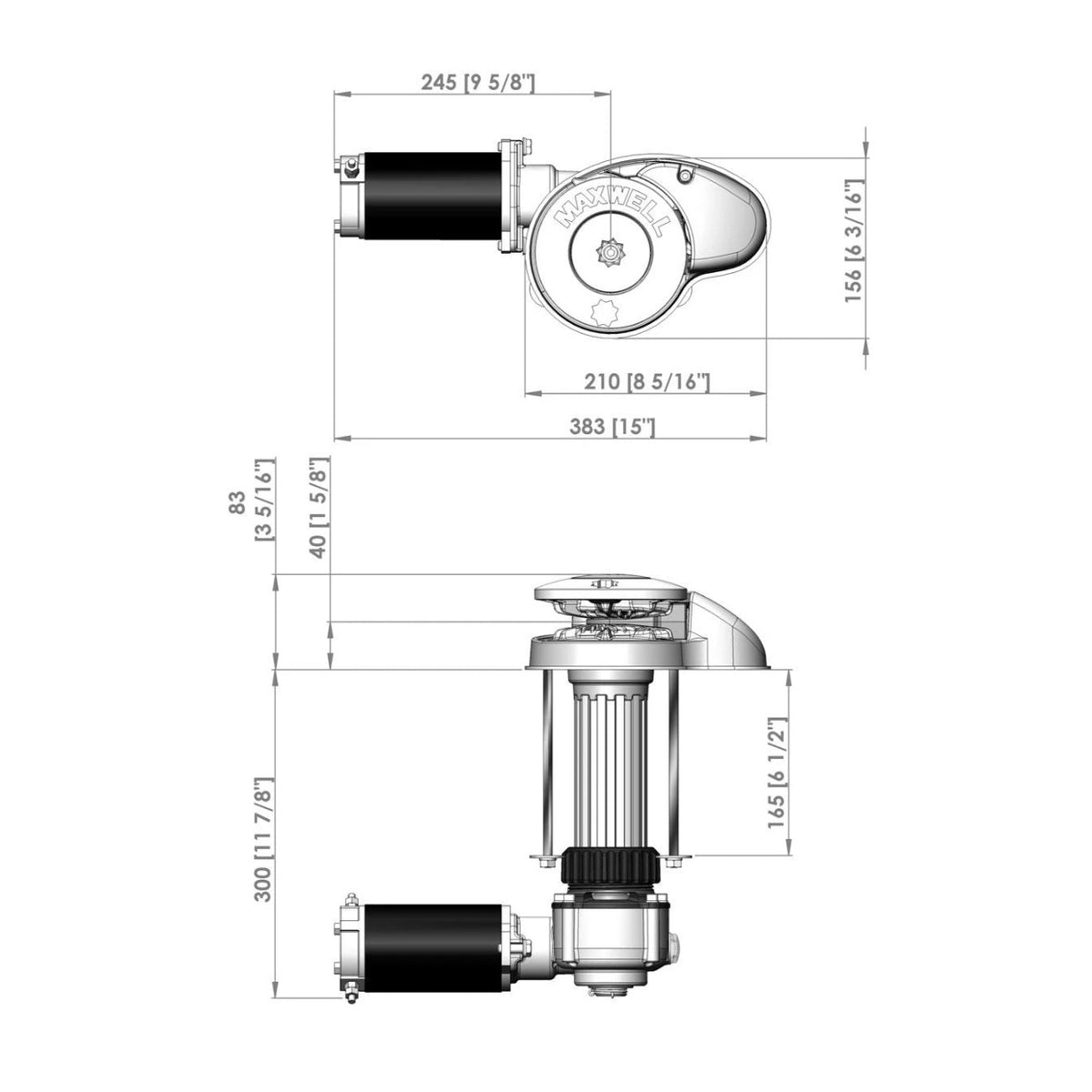 Maxwell vertikali inkaro gervė RC8-6, 12 V, 600 W, 165TDC CW tik grandinės žvaigždutė – P102554