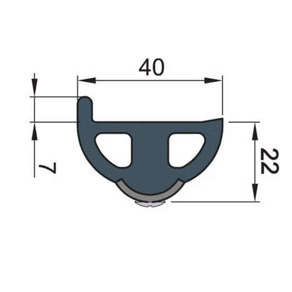 Vetus vinilinė apsauginė juosta, tamsiai pilka, POLY4S 40 x 31 mm, be įdėklo, ritinys 20 m (kaina už metrą) – POLY4S