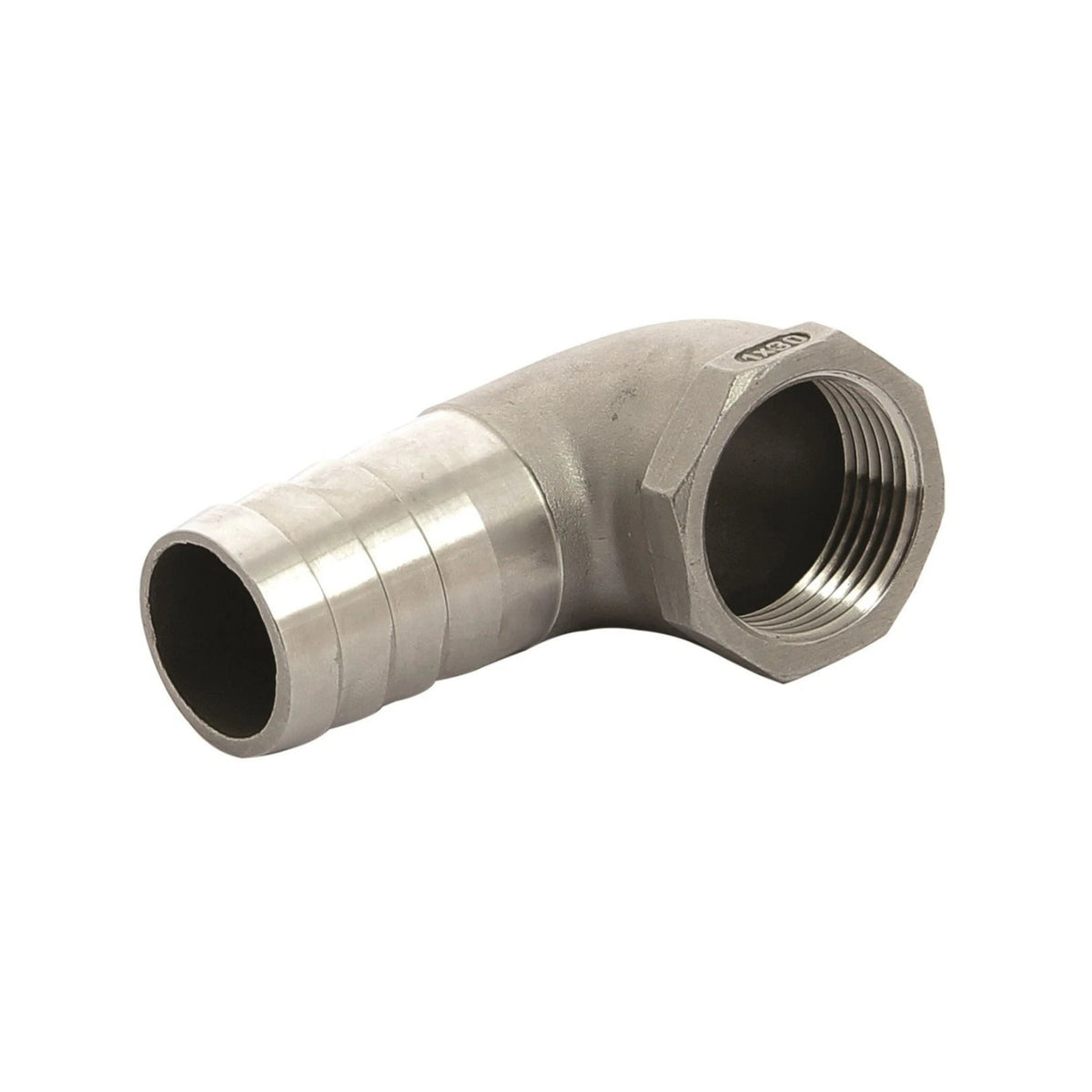 Vetus žarnos jungtis 90°, nerūdijantis plienas, vidinis sriegis G1 1/2", žarna 50 mm – QB05FH-50