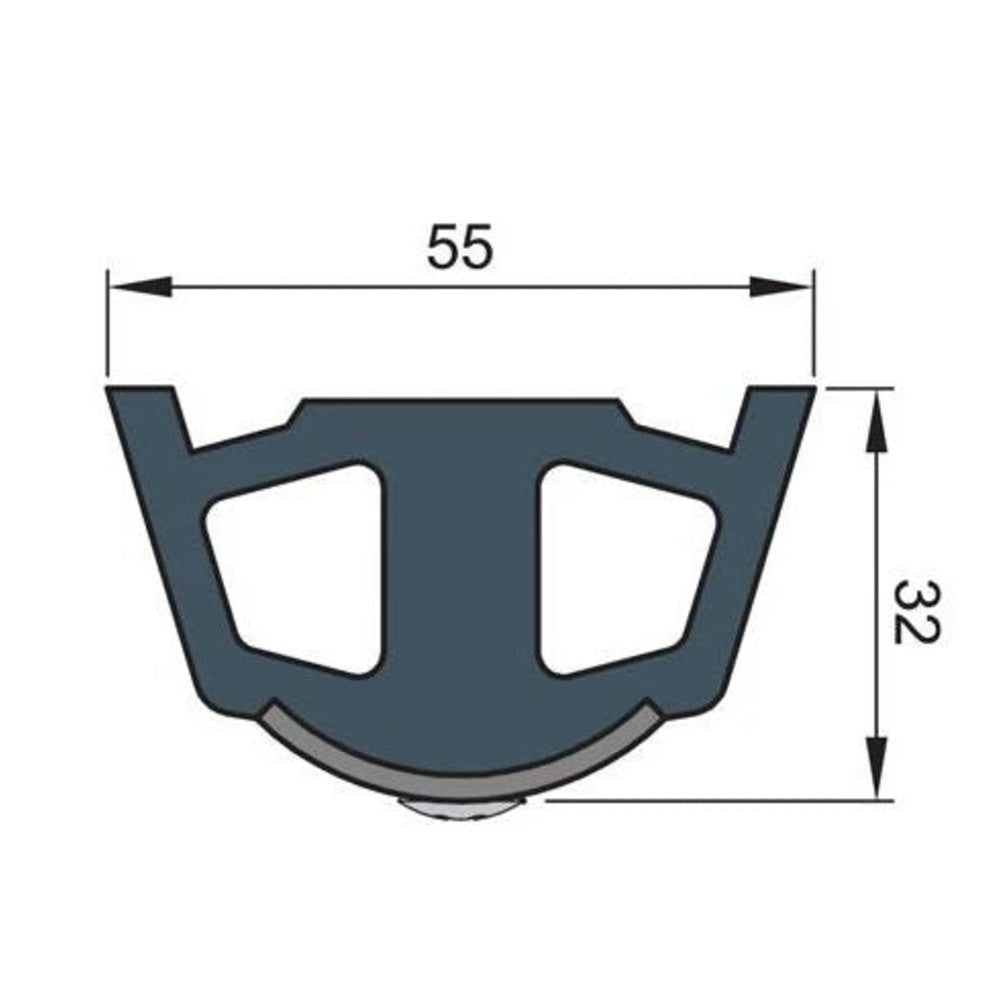 Vetus vinüülist põrkeliist, valge, TRAP5S 55 x 34 mm, ilma sisendita, rull 20 m (hind meetri kohta) – TRAP5SW