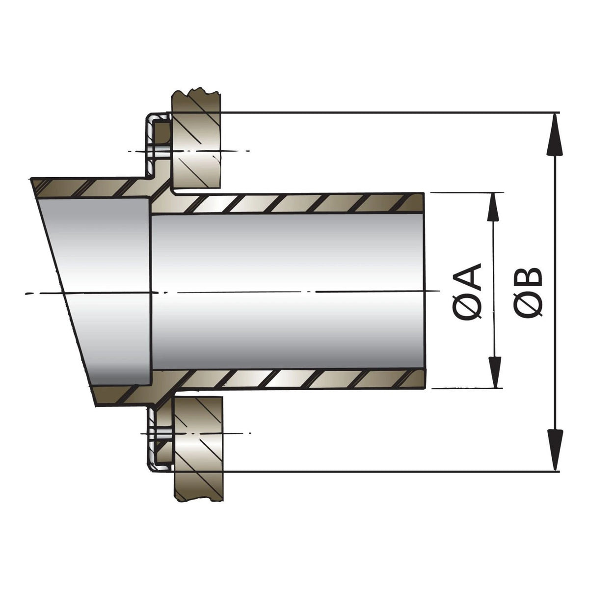 Vetus guminė išmetimo jungtis galiniam bortui Ø 40 mm – TRC40R
