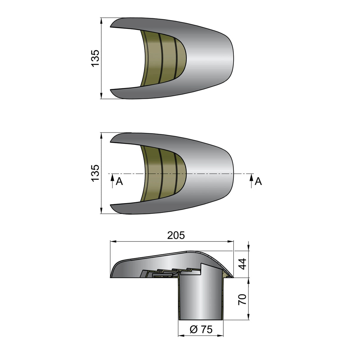 Vetus korpusinis ventiliatorius Typhoon Ø 75 mm – TYP75