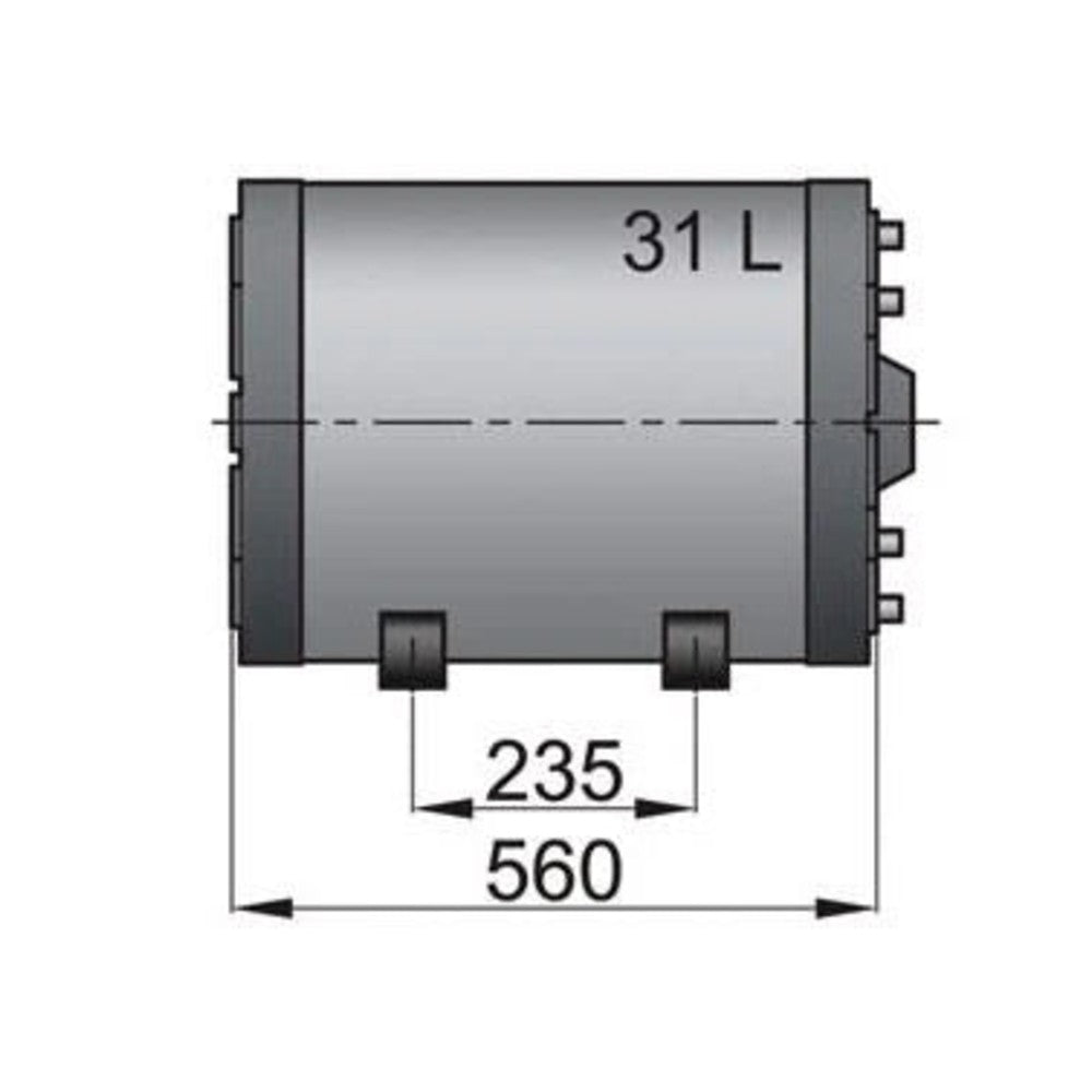 Vetus dvigubų sienelių vandens šildytuvas, 31 l, su montavimo rinkiniu ir 230 V / 1500 W kaitinimo elementu – WHD031