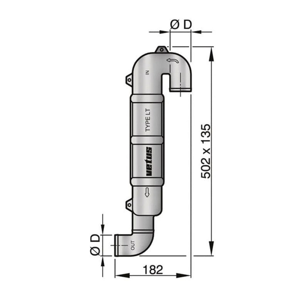 Vetus išmetimo gulbės kaklas LT60, žarnai Ø 60 mm – WLOCKLT60
