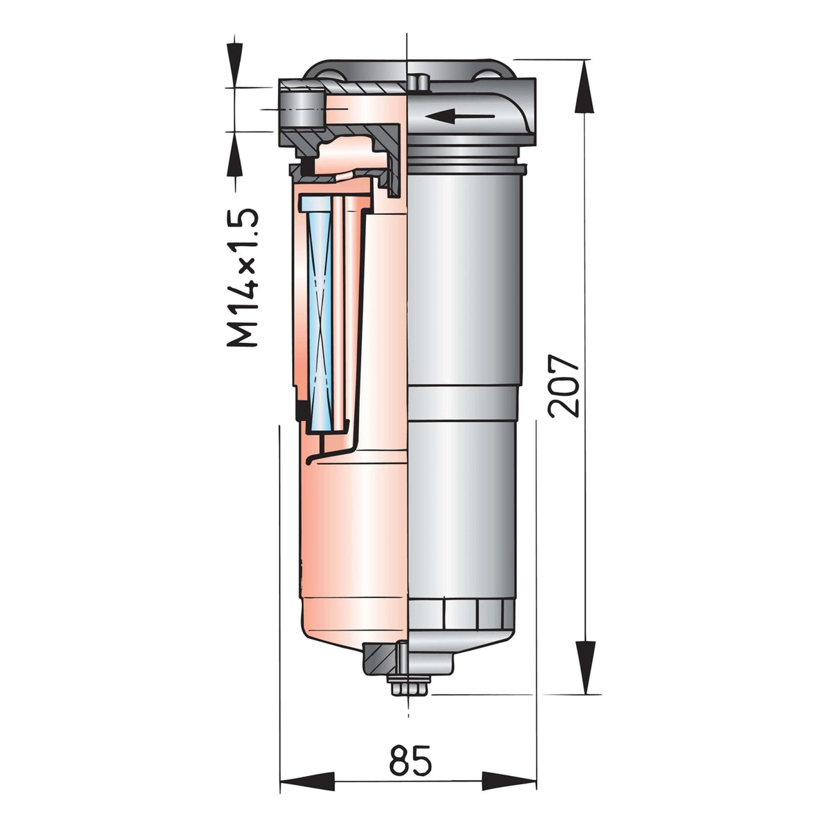 Vetus vandens separatorius / kuro filtras WS180, komplektas (180 l/h) – WS180