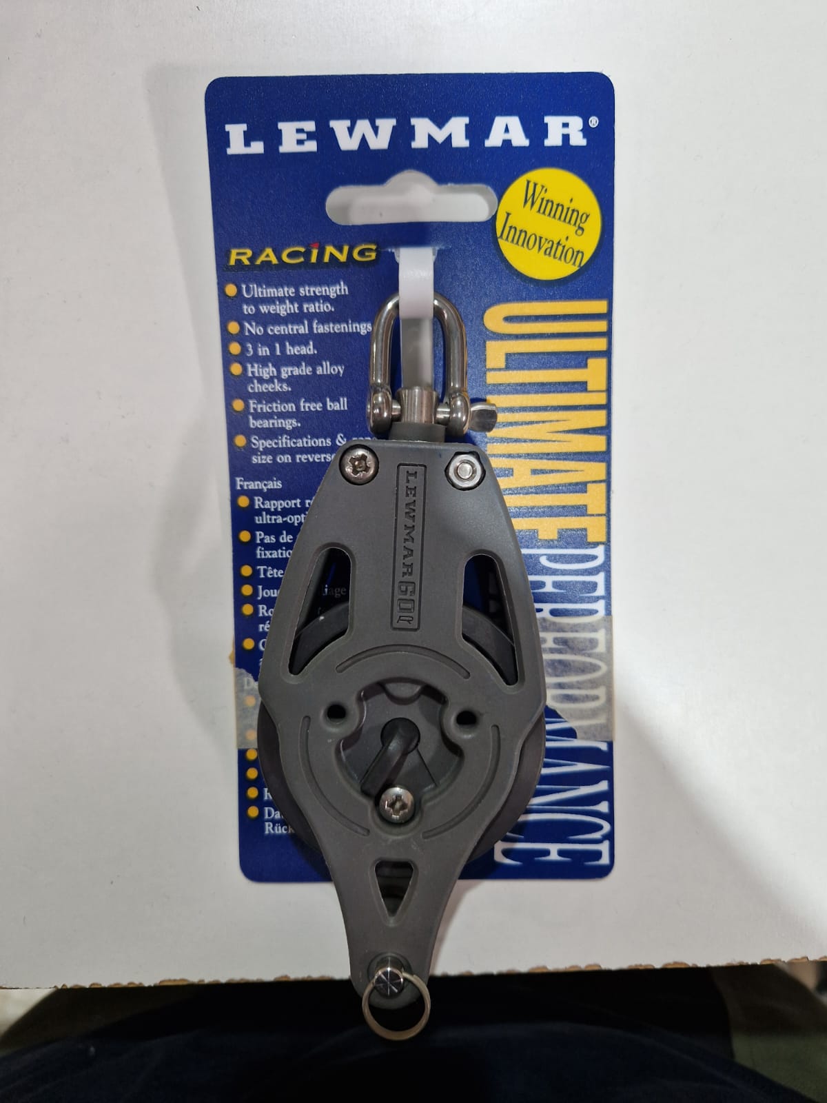 Lewmar 60 mm VF ratchet viengubas blokas su beketu