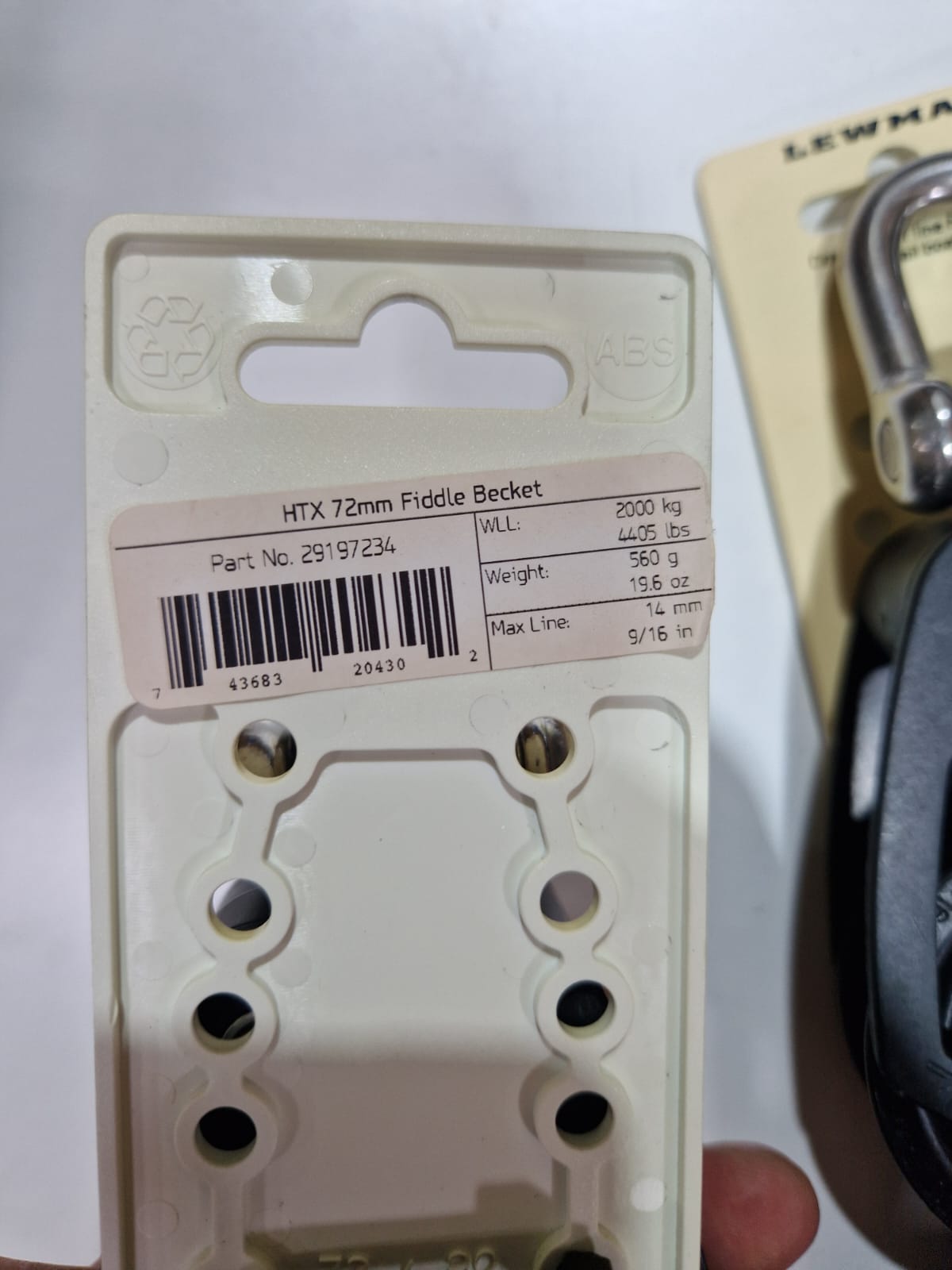 Lewmar HTX 72 mm fiddle blokas su beketu