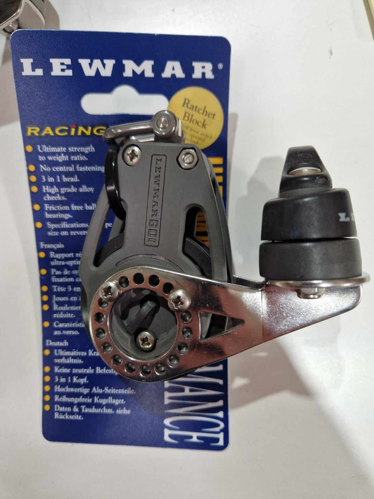 Lewmar 60 mm VF ratchet viengubas blokas su kumšteliu