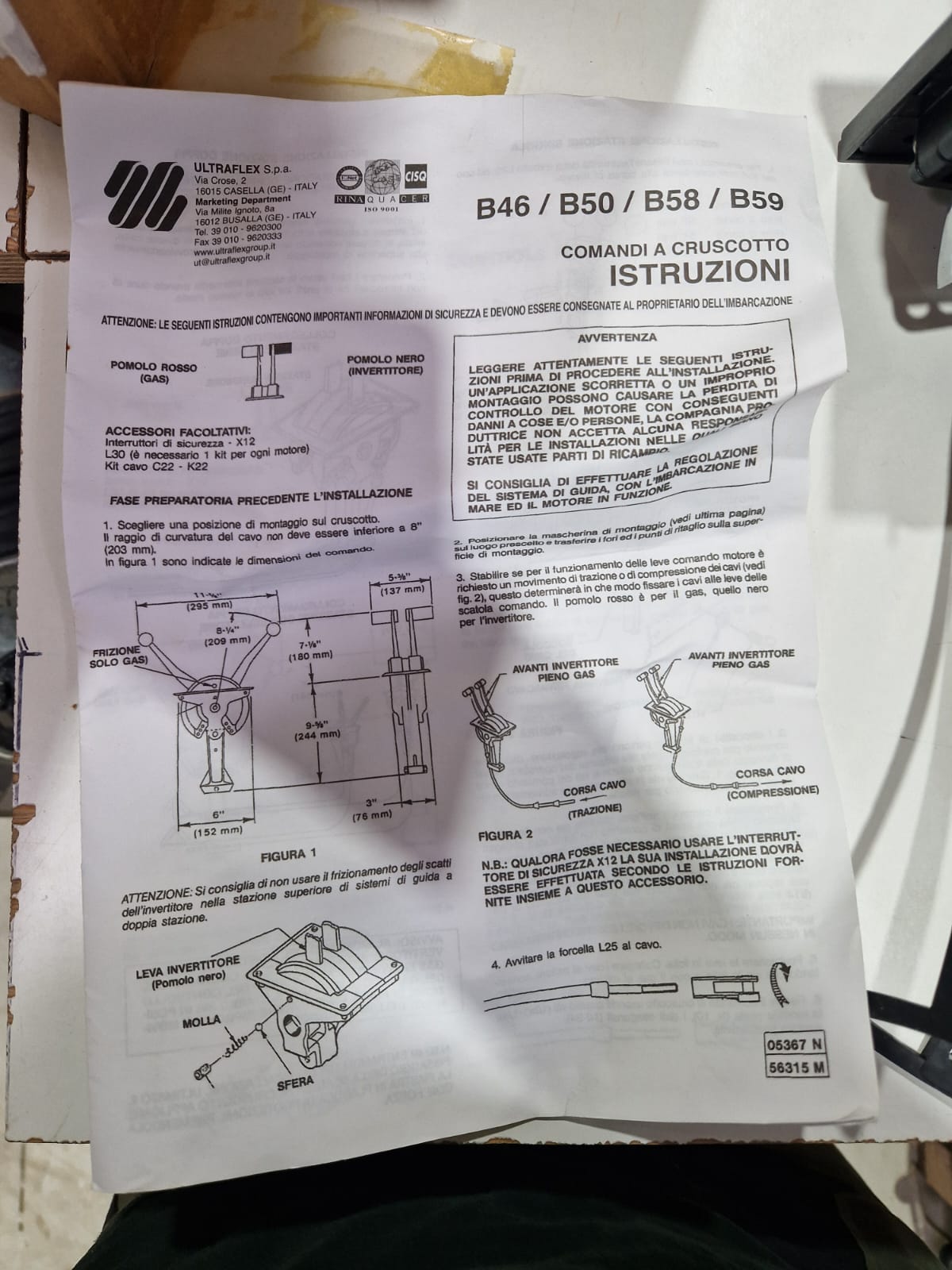 Ultraflex B46 pavarų mechanizmas