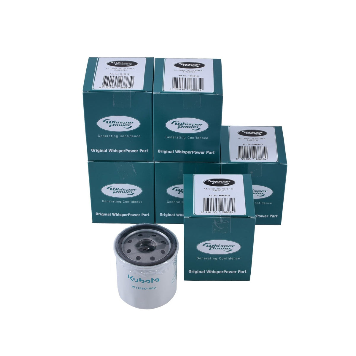 WhisperPower õlifilter GV8/10, GV2/GV3, 6 tk pakk (40403121) – 40483121