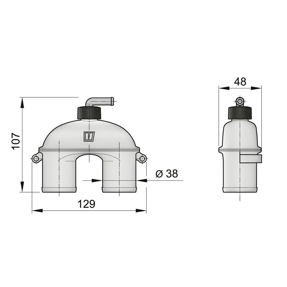 Vetus sifono apsauga su vožtuvu, 38 mm – ASD38V