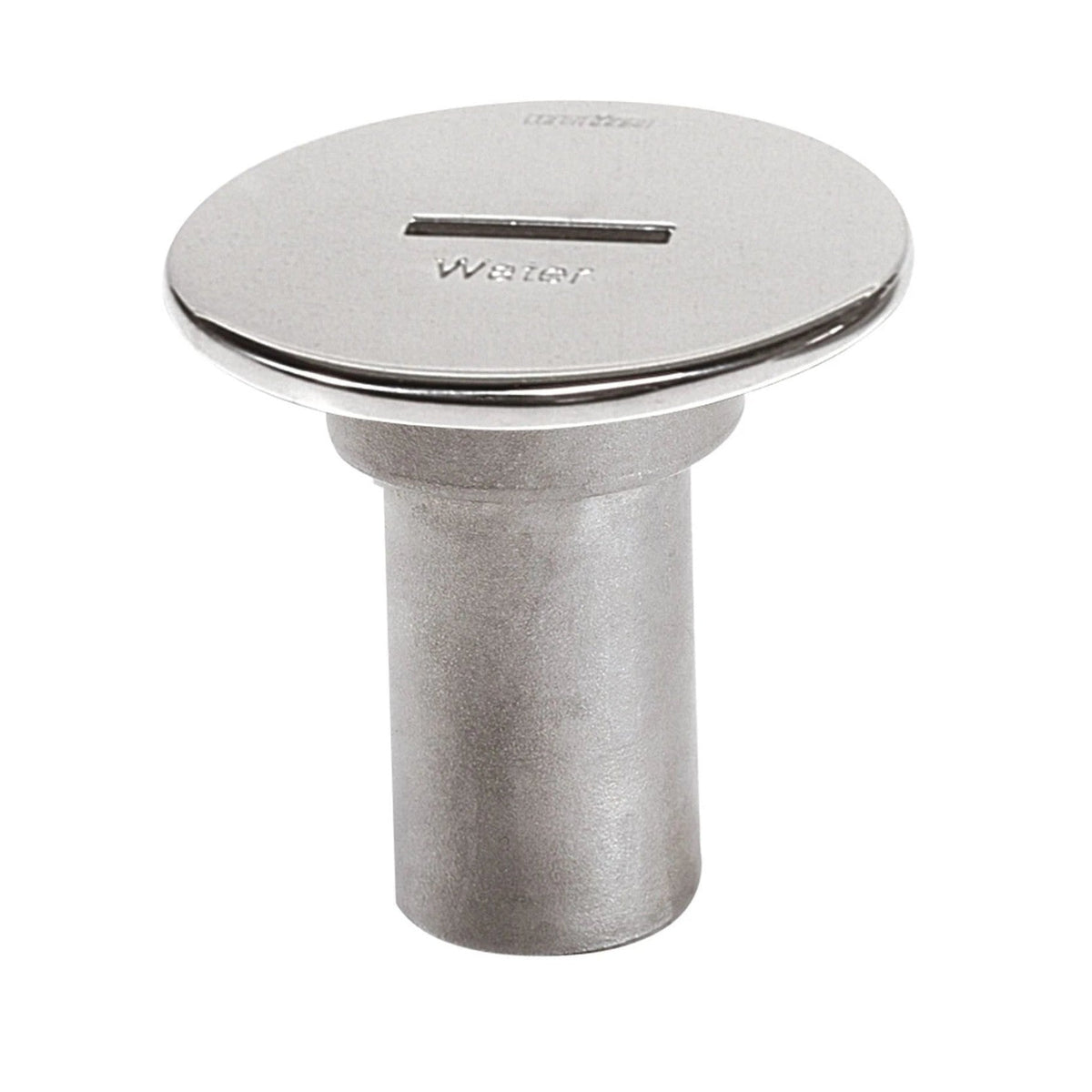 Vetus įpylimo dangtelis „WATER“, nerūdijantis plienas, žarnai Ø 38 mm, dangtelis Ø 87 mm, L = 75 mm, su gervės rankenos lizdu – CAPW38W