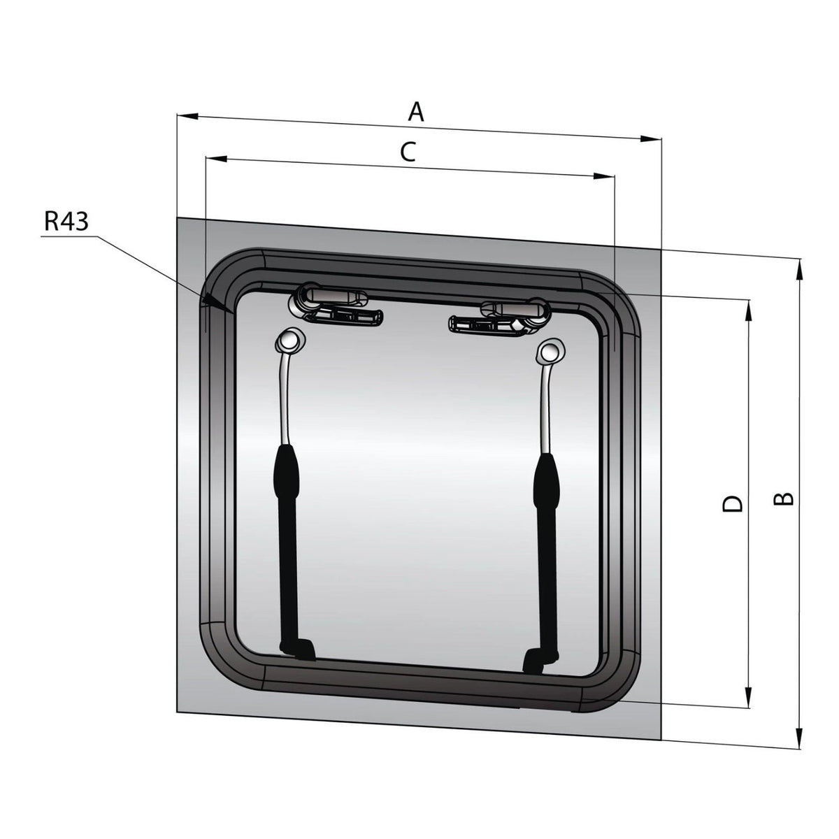 Vetus su paviršiumi lygus denio liukas, tipas 4444 (išpjova 442 x 442 mm) – FGH4444