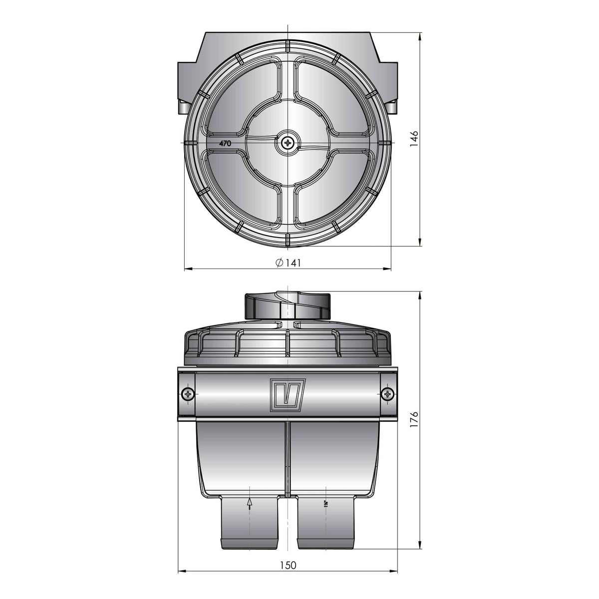 Vetus jahutusvee filter tüüp 470, voolikuühendus Ø 19 mm – FTR470/19