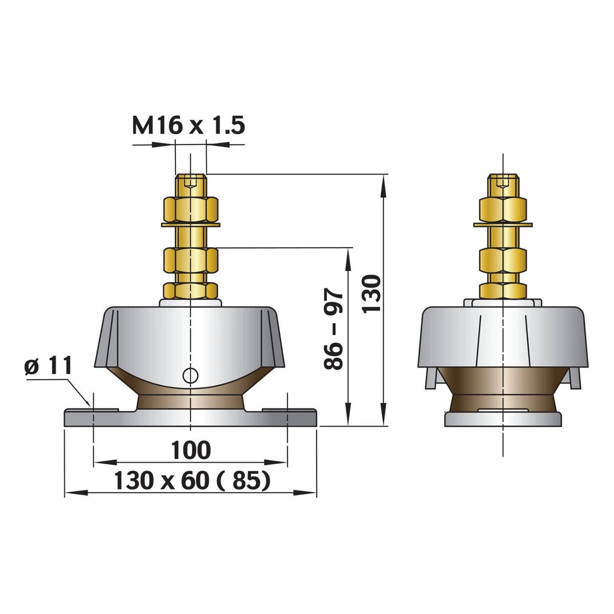 Vetus elastne mootoripadi K40A – KSTEUN40A