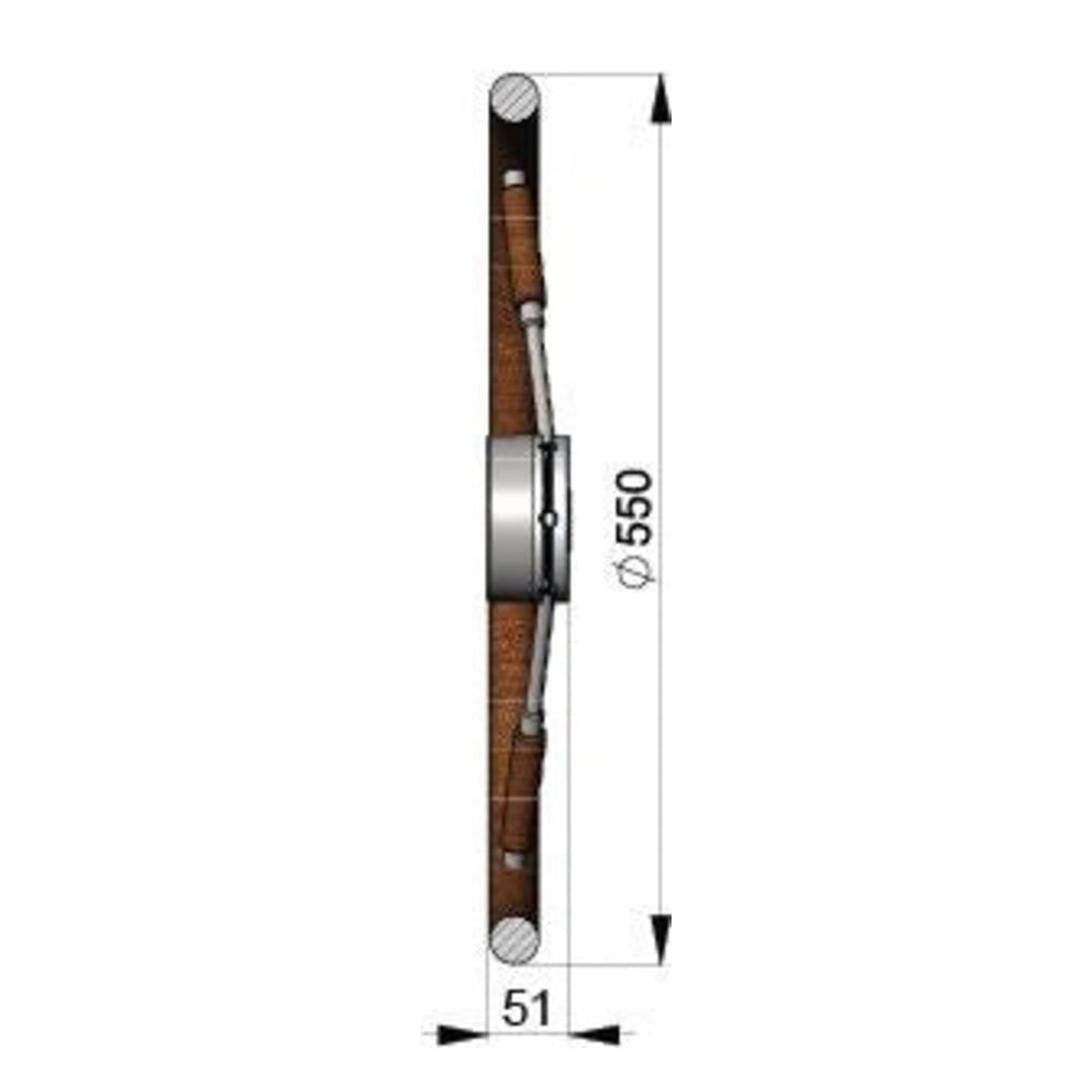 Vetus vairaratis KWL55 su raudonmedžio ratlankiu ir stipinais, Ø 550 mm – KWL55
