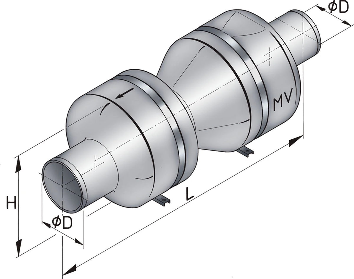 Vetus išmetimo duslintuvas MV100, žarnai Ø 100 mm – nuotrauka 2