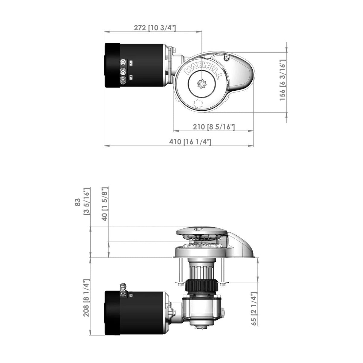 Maxwell vertikali inkaro gervė RC8-8, 12 V, 1000 W, 65TDC CW tik grandinės žvaigždutė – P102558