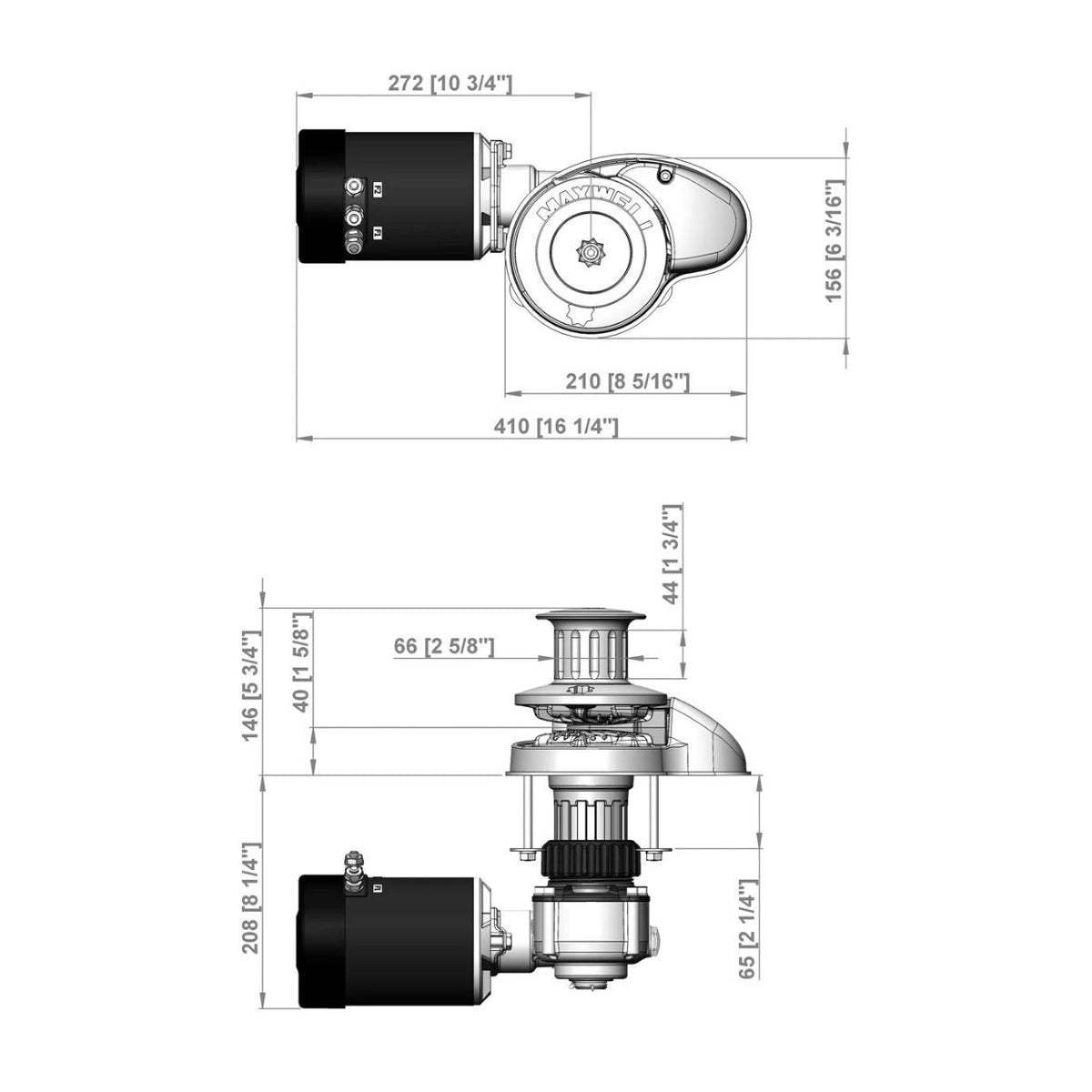 Maxwell vertikali inkaro gervė RC8-8, 12 V, 1000 W, 165TDC CW tik grandinės žvaigždutė – P102562