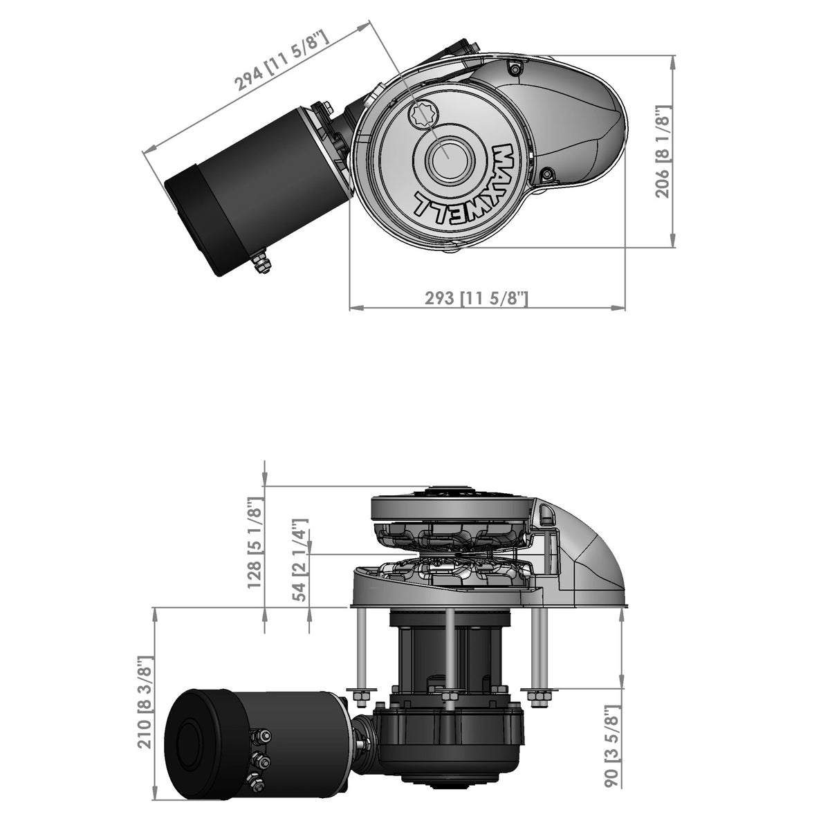 Maxwell vertikali inkaro gervė RC12-10, 12 V, 1200 W, 90TDC ACW tik grandinės žvaigždutė – P104918