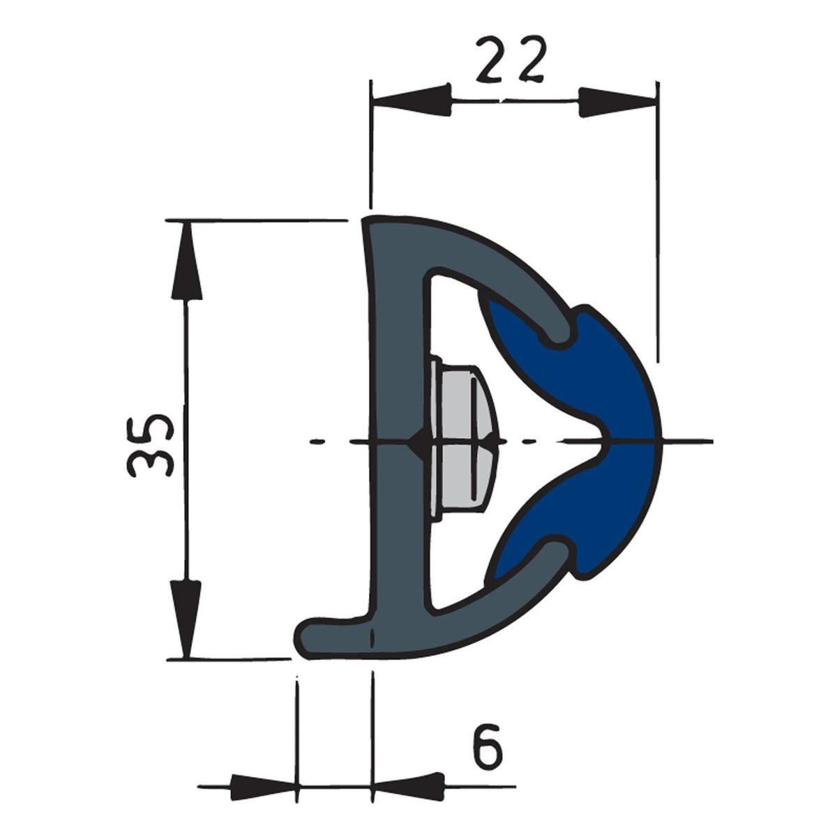 Vetus vinilinė apsauginė juosta, tamsiai pilka, POLY 35 x 28 mm, ritinys 30 m (kaina už metrą) – POLY3528L