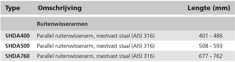 Vetus pantografinė valytuvo svirtis, nerūdijantis AISI 316, L 762 mm – nuotrauka 3
