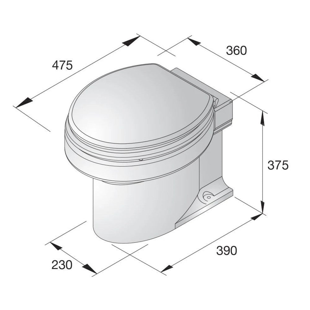 Vetus tualetas TMWQ, 12 V, be valdymo – TMW12Q