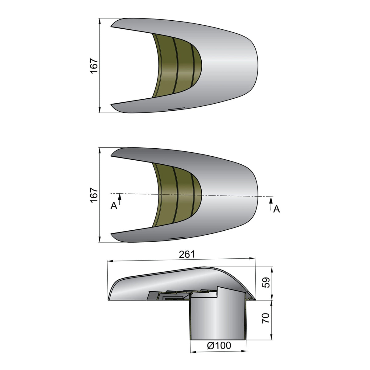 Vetus korpusinis ventiliatorius Typhoon Ø 100 mm – TYP100