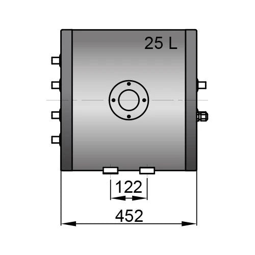 Vetus vandens šildytuvas su dviem šilumokaičiais, 25 l, su montavimo rinkiniu ir 230 V / 1500 W kaitinimo elementu – WHT025