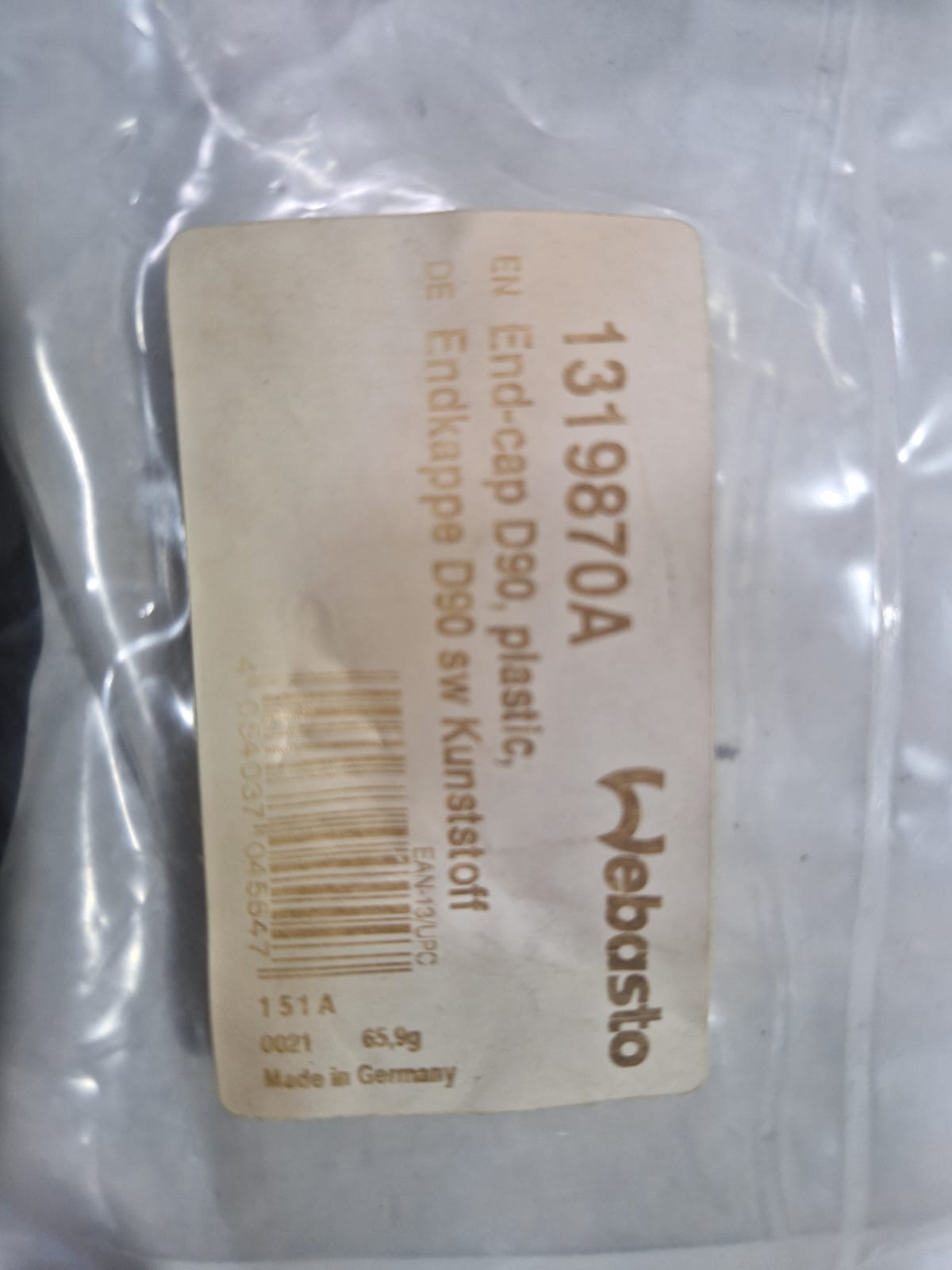 Webasto 1319870A galinis kamštis D90